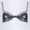 Palmita Ruched Bikini Top in Silver Chrome