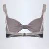 Palmita Ruched Bikini Top in Silver Chrome