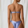 Freshwater Pearl-Detail Bandeau Bikini Top in Lavender Purple