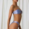 Freshwater Pearl-Detail Bandeau Bikini Top in Lavender Purple