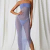 Papeete Ruched Bandeau Midi Dress in Lavender Purple