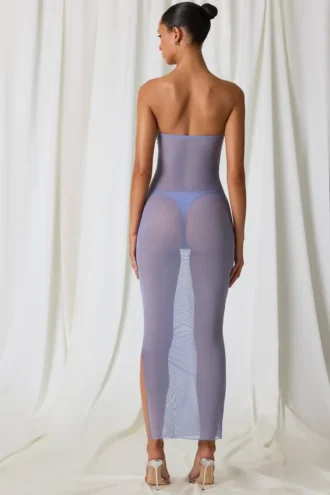 Papeete Ruched Bandeau Midi Dress in Lavender Purple