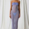 Papeete Ruched Bandeau Midi Dress in Lavender Purple