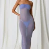 Papeete Ruched Bandeau Midi Dress in Lavender Purple