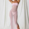 Papeete Ruched Bandeau Midi Dress in Soft Pink