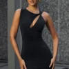 Parina Twisted Cut-Out Mini Dress in Black