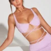 Parma Embellished Underwired Strappy Crop Top in Lilac