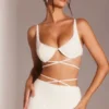 Parma Embellished Underwired Strappy Crop Top in White
