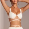 Parma Embellished Underwired Strappy Crop Top in White