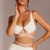 Parma Embellished Underwired Strappy Crop Top in White