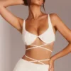 Parma Embellished Underwired Strappy Crop Top in White