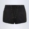 Parva Lace-Up Mid-Rise Shorts in Black