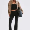Patsy Modal Mid-Rise Flared Trousers in Black