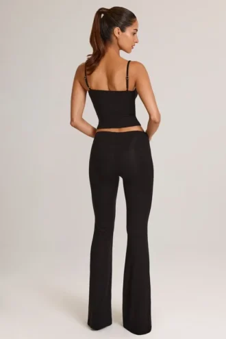 Patsy Modal Mid-Rise Flared Trousers in Black