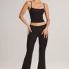 Patsy Modal Mid-Rise Flared Trousers in Black
