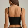 Pearla Cut-Out Bow-Detail Corset Top in Black
