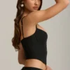 Pearla Cut-Out Bow-Detail Corset Top in Black