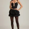 Pearla Cut-Out Bow-Detail Corset Top in Black