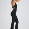 Pema Modal Lace-Trim Cut-Out Flared Jumpsuit in Black