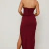 Penelope Halterneck Lace-Up Corset Maxi Dress in Berry Red