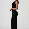 Persephone Embellished Asymmetric Cut-Out Gown in Black