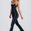 Petite Soft Active Open-Back Jumpsuit in Black
