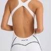 Petite Soft Active Open-Back Jumpsuit in White