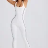 Petite Soft Active Open-Back Jumpsuit in White