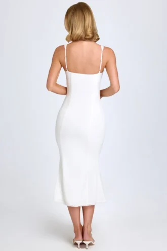 Petula Lace-Trim Midaxi Dress in White