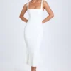 Petula Lace-Trim Midaxi Dress in White