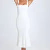 Petula Lace-Trim Midaxi Dress in White