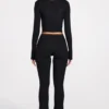 Philippa Modal Mid-Rise Flared Trousers in Black