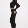 Philippa Modal Mid-Rise Flared Trousers in Black