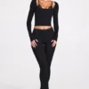 Philippa Modal Mid-Rise Flared Trousers in Black