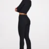 Philippa Modal Mid-Rise Flared Trousers in Black