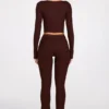 Philippa Modal Mid-Rise Flared Trousers in Chocolate Brown