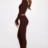 Philippa Modal Mid-Rise Flared Trousers in Chocolate Brown