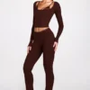 Philippa Modal Mid-Rise Flared Trousers in Chocolate Brown