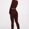 Philippa Modal Mid-Rise Flared Trousers in Chocolate Brown