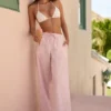 Piran Wide-Leg Cotton-Poplin Trousers in Pink Stripe