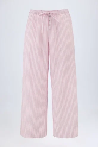 Piran Wide-Leg Cotton-Poplin Trousers in Pink Stripe