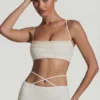 Pisa Embellished Cross Back Crop Top in White