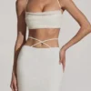 Pisa Embellished Cross Back Crop Top in White