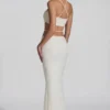 Pisa Embellished Cross Back Crop Top in White