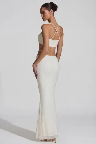 pisa embellished cross back crop top in white 2 330x495 - Pisa Embellished Cross Back Crop Top in White