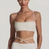 Pisa Embellished Cross Back Crop Top in White