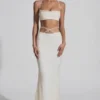 Pisa Embellished Cross Back Crop Top in White