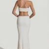 Pisa Embellished Cross Back Crop Top in White