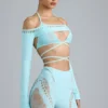 Pixie Embellished Cropped Shrug in Ice Blue