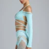 Pixie Embellished Cropped Shrug in Ice Blue